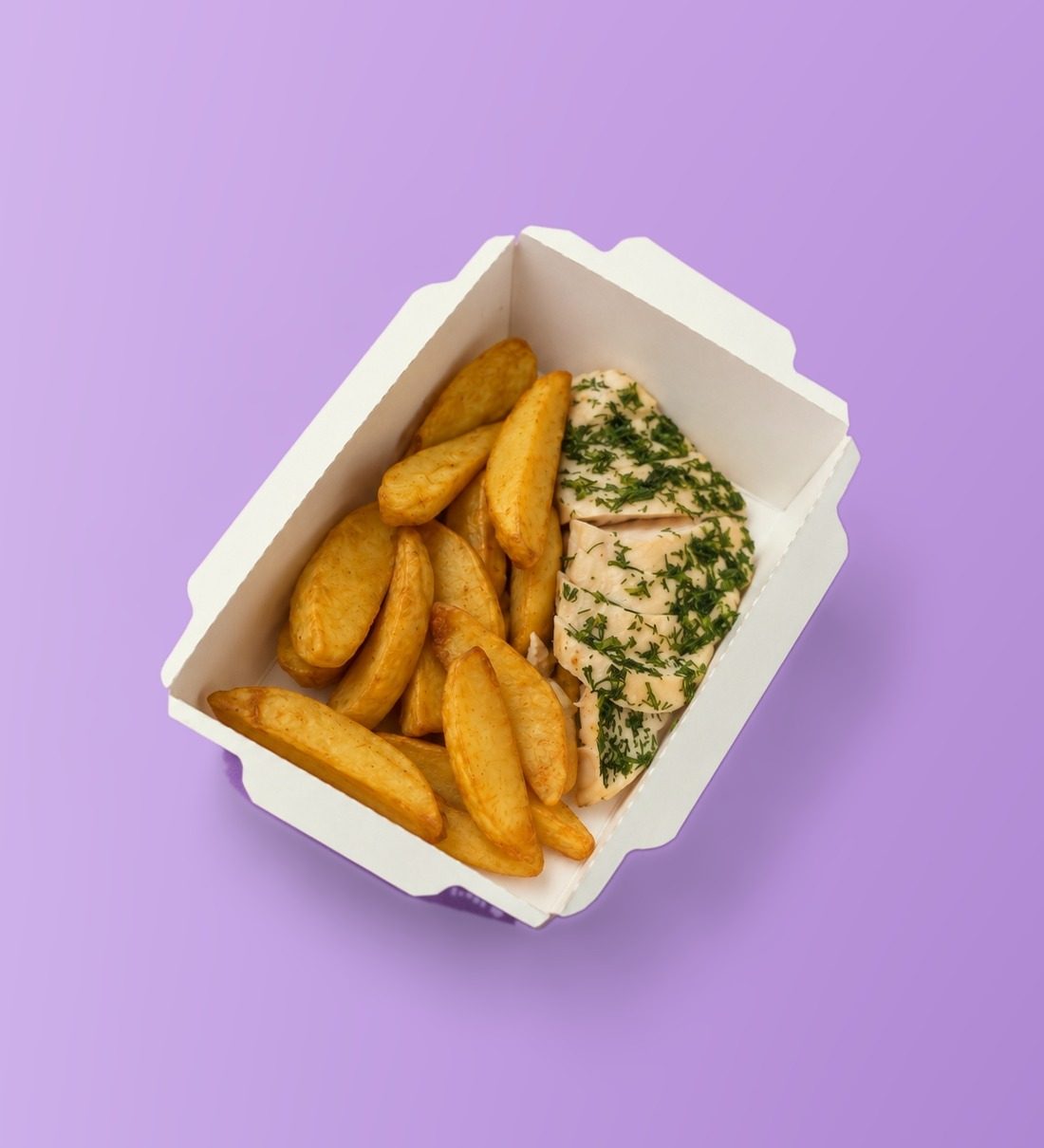 Индейка в укропном масле с картофельными дольками
